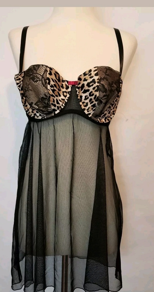 Cacique Cheetah Print Babydoll with Thong